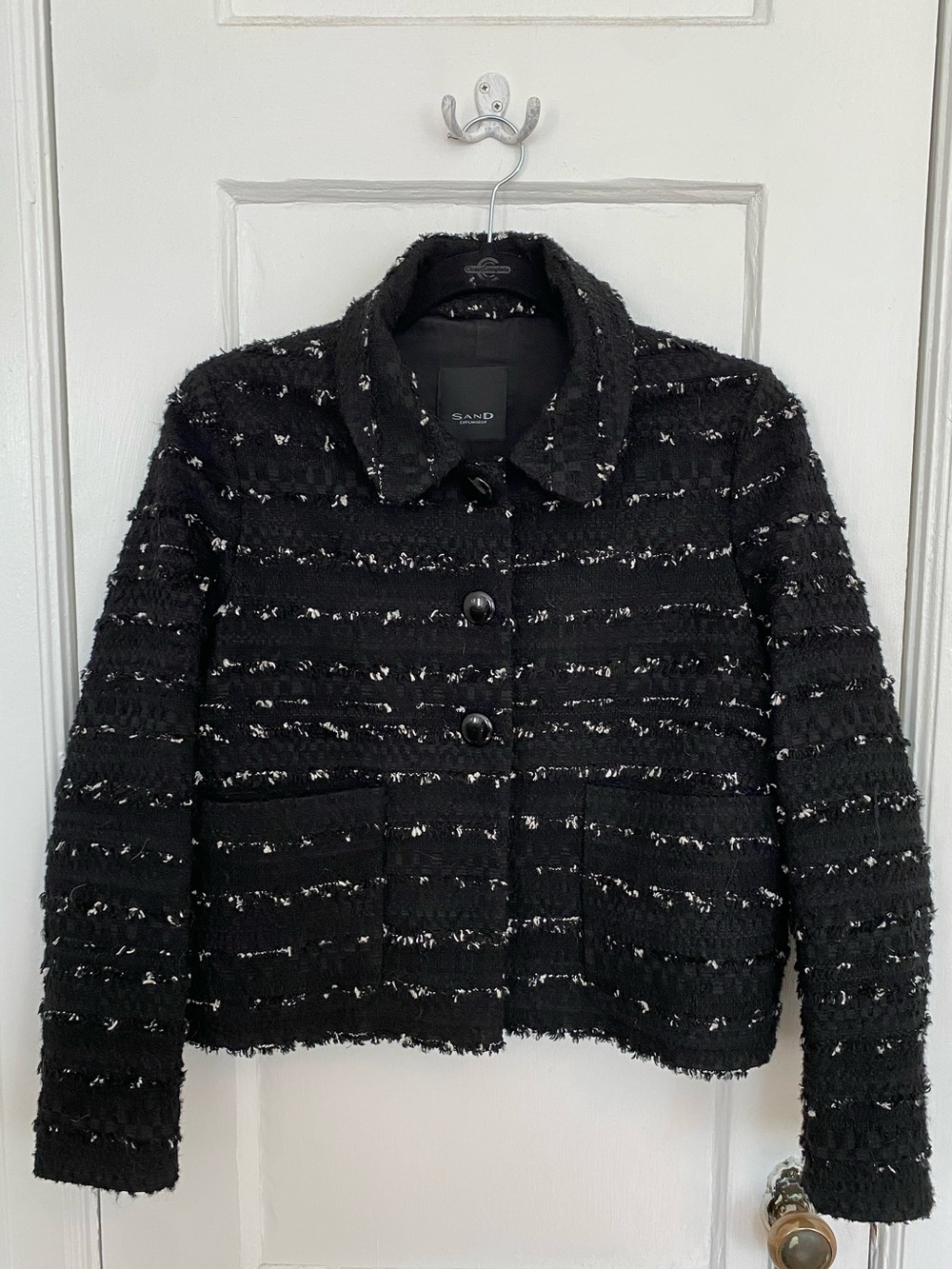 SAND Copenhagen Black White Boucle Tweed Blazer Jacket Best Fits XS S